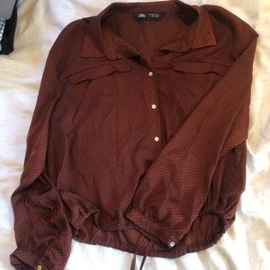 Silky brown button down blouse